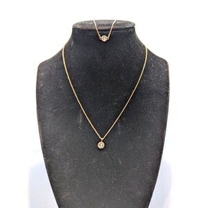 LC Rose Gold Chain Rhinestone Charm Bracelet Necklace Set